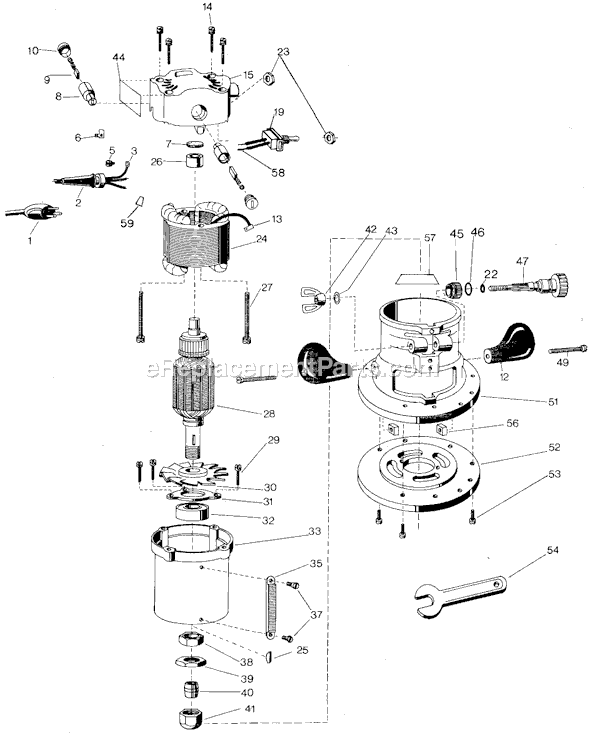 Page A Diagram and Parts List for 7616 Type 2 Black and Decker Router